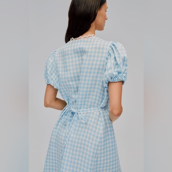 NWT SLEEPER The Genus Rosa Linen Blend Gingham Midi Dress in Blue Vichy Sz XL - Picture 11 of 15